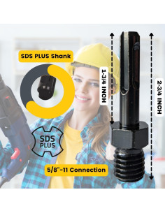 Adaptador SDS Plus DRILAX 5/8"-11 UNC Macho a Broca 2