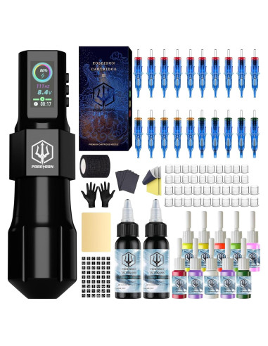Kit de Tatuaje Inalámbrico Vidattx con 20 Agujas y Tintas