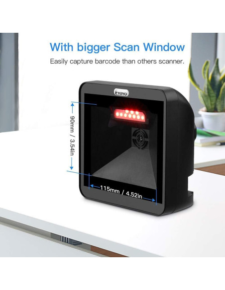 Escáner de Códigos de Barras 2D Eyoyo EY-8550 Automático USB