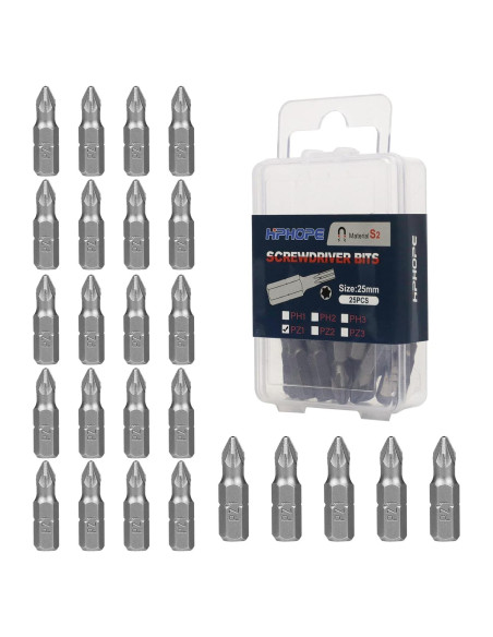 Juego de Puntas de Destornillador PZ1 HPHOPE 25 Piezas 25mm