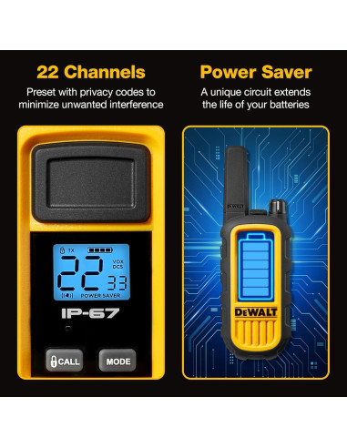 Walkie Talkies DEWALT DXFRS300 1W Impermeables Paquete 6