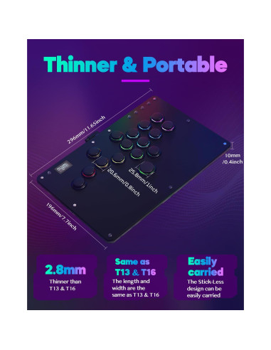 Controlador Arcade Sehawei R16 con RGB y 16 Botones para PC/PS3/PS4/Switch