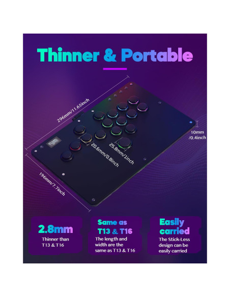 Controlador Arcade Sehawei R16 con RGB y 16 Botones para PC/PS3/PS4/Switch