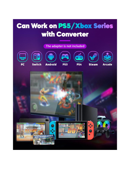 Controlador Arcade Sehawei R16 con RGB y 16 Botones para PC/PS3/PS4/Switch