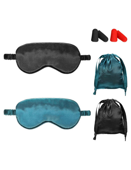 Conjunto de Máscara de Dormir de Seda Geyoga - 2 Antifaces y Tapones