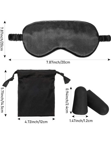 Conjunto de Máscara de Dormir de Seda Geyoga - 2 Antifaces y Tapones