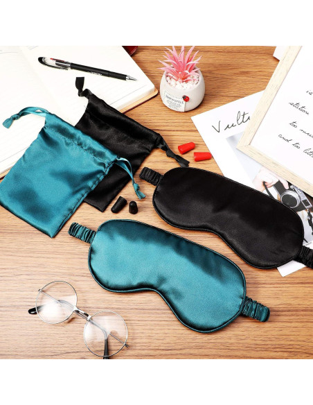 Conjunto de Máscara de Dormir de Seda Geyoga - 2 Antifaces y Tapones