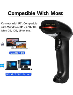 Escáner de Código de Barras Inalámbrico WoneNice WN6300 - 30m, USB Plug & Play, Compatible con Windows y Linux 2