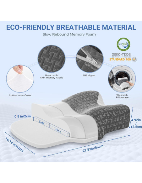 Almohada Cervical CPAP Elviros Ajustable Espuma Viscoelástica