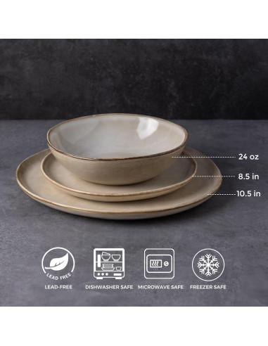 Conjunto de Vajilla de Cerámica AmorArc 12 Piezas para 4 Personas