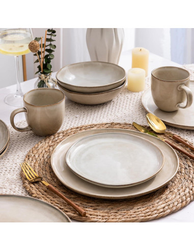 Conjunto de Vajilla de Cerámica AmorArc 12 Piezas para 4 Personas