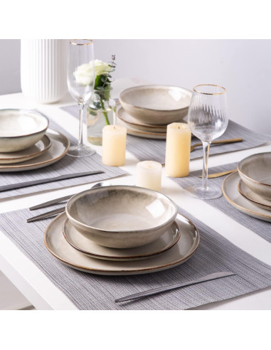 Conjunto de Vajilla de Cerámica AmorArc 12 Piezas para 4 Personas