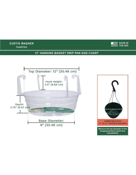 Bandejas de Goteo para Cestas Colgantes Curtis Wagner 30.5 cm - Paquete de 5
