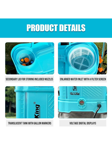 Pulverizador de Mochila Eléctrico SideKing SK3000B 12.1L