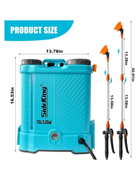 Pulverizador de Mochila Eléctrico SideKing SK3000B 12.1L
