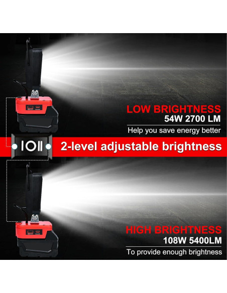 Luz de trabajo LED portátil WQOXF 108W 5400LM para Milwaukee M18