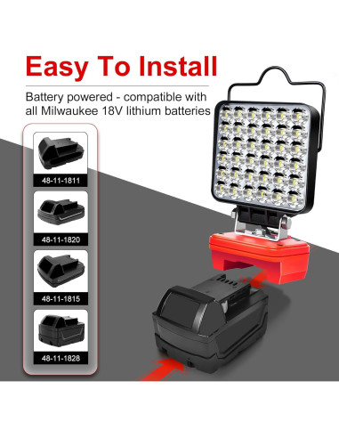Luz de trabajo LED portátil WQOXF 108W 5400LM para Milwaukee M18