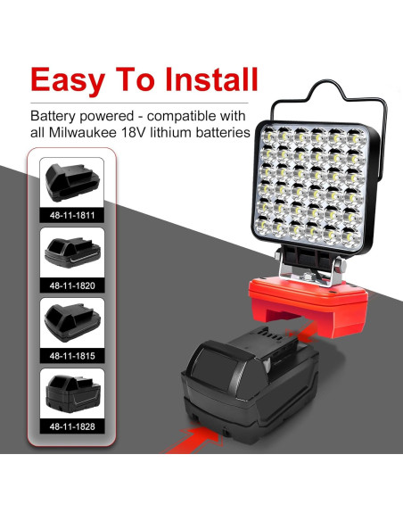 Luz de trabajo LED portátil WQOXF 108W 5400LM para Milwaukee M18