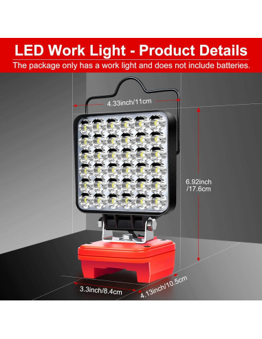 Luz de trabajo LED portátil WQOXF 108W 5400LM para Milwaukee M18