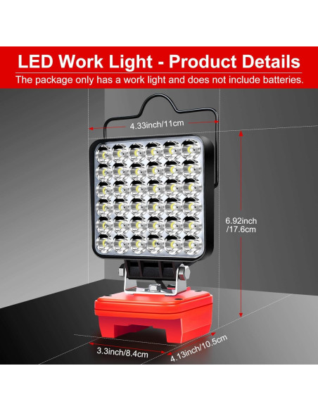 Luz de trabajo LED portátil WQOXF 108W 5400LM para Milwaukee M18
