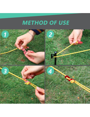 30 Pcs Ajustadores de Cuerda de Aluminio LUYADIN para Camping