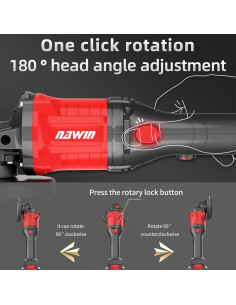 Amoladora Angular Inalámbrica NAWIN 20V 125mm 9000 RPM 2 Baterías 2