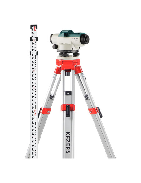Nivel Óptico Automático KEZERS 32X con Trípode y Vara 2.74m