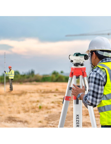 Nivel Óptico Automático KEZERS 32X con Trípode y Vara 2.74m