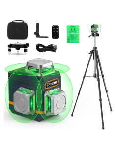 Nivel Láser 3D CIGMAN con Trípode y Control Remoto Verde