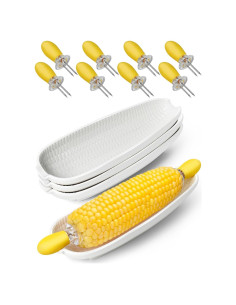 Juego de Platos de Cerámica Artcome con 8 Sujetadores para Mazorcas