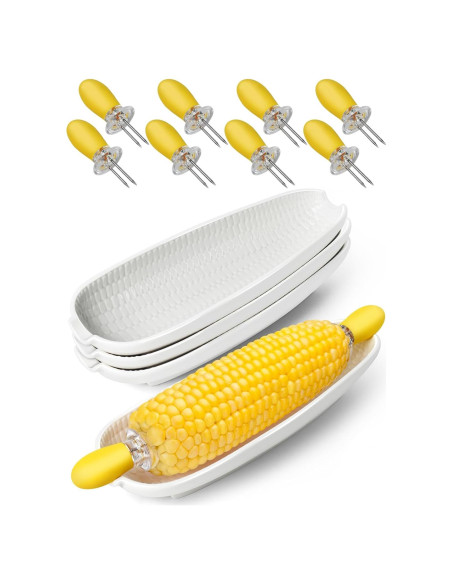 Juego de Platos de Cerámica Artcome con 8 Sujetadores para Mazorcas