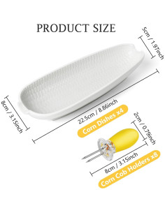 Juego de Platos de Cerámica Artcome con 8 Sujetadores para Mazorcas 2