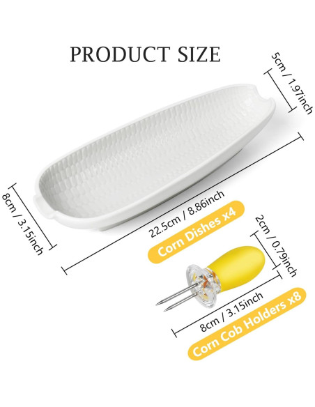 Juego de Platos de Cerámica Artcome con 8 Sujetadores para Mazorcas