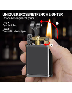 Encendedor Vintage Choicedc de Queroseno Recargable Negro 2