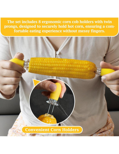 Juego de Platos de Cerámica Artcome con 8 Sujetadores para Mazorcas