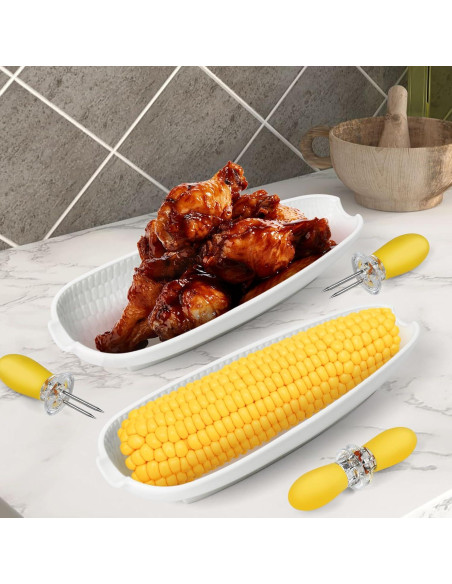 Juego de Platos de Cerámica Artcome con 8 Sujetadores para Mazorcas