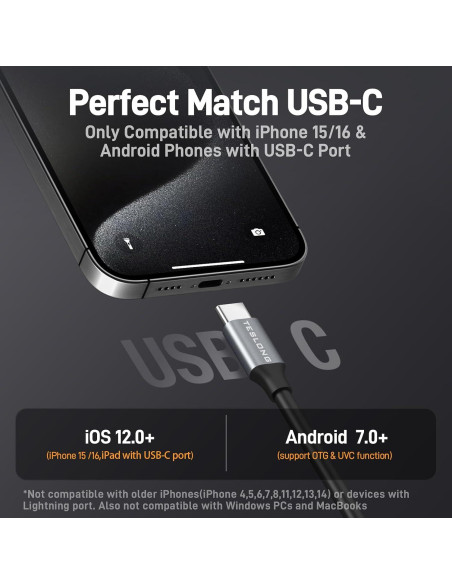 Cámara Borescopio Teslong USB-C 3m con 8 LEDs a Prueba de Agua