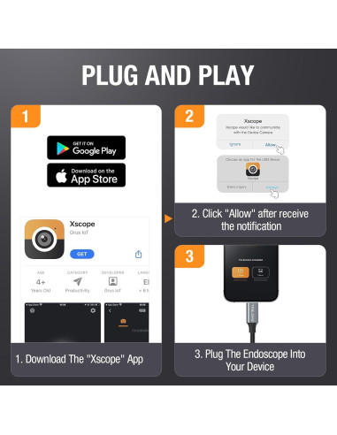 Cámara Borescopio Teslong USB-C 3m con 8 LEDs a Prueba de Agua