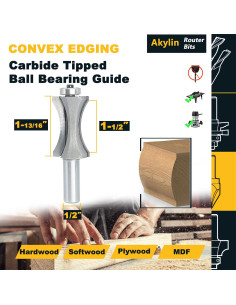 Fresa Ovalada Convexa Akylin 12 mm Vástago x 46 mm Corte 2