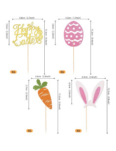 Palillos para Cupcakes Rsstarxi 24 Piezas Pascua Conejo 2