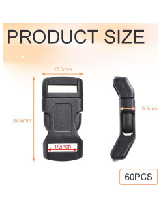 Paquete de 60 Clips de Hebilla de Paracord 12.7 mm POM 2