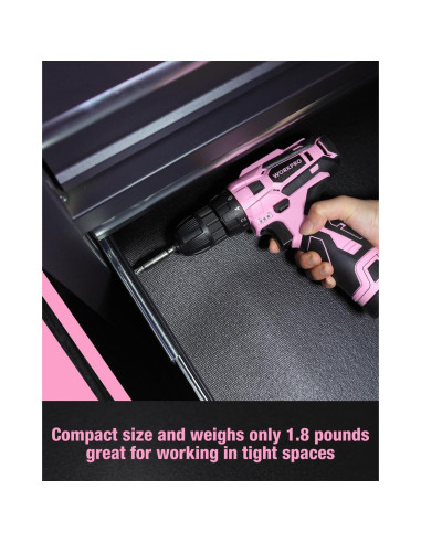 Taladro Inalámbrico WORKPRO 12V Rosa con Accesorios