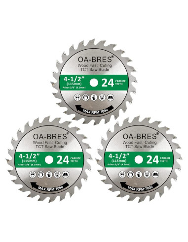 Paquete de 3 Hojas de Sierra Circular OA-BRES 115mm 24T TCT