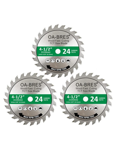 Paquete de 3 Hojas de Sierra Circular OA-BRES 115mm 24T TCT