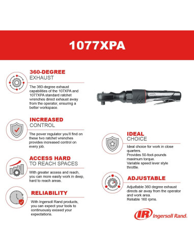 Llave de Carraca Neumática Ingersoll Rand 1077XPA 1/2" 73 Nm