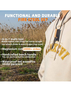 Encendedor de Fuego ULTLAT 2 Paquetes con Paracord y Herramienta 6-en-1 2