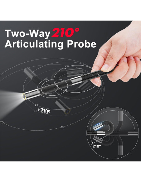 Cámara Borescopio Articulada JESERAL 6.2mm HD 1080P 5"