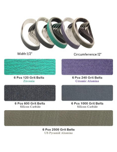 30 Cintas de Afilado 1.27x30.48 cm Work Sharp Granos Variados 2