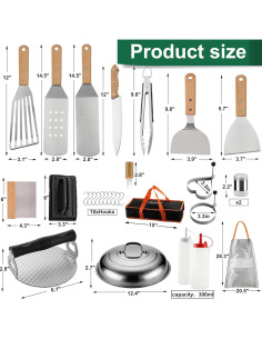 Juego de Herramientas para Plancha Grilljoy 37 Piezas - Acero Inoxidable 2