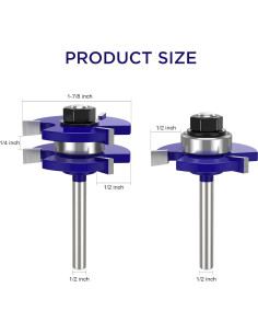 Juego de fresas de lengüeta y ranura BITCUT 2 piezas 1.27 cm 2